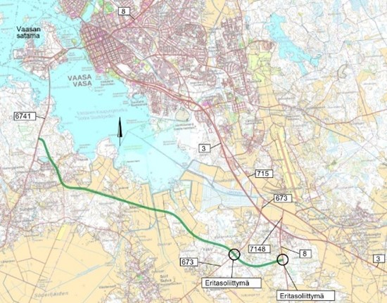 karttakuva Vaasan satamatie 